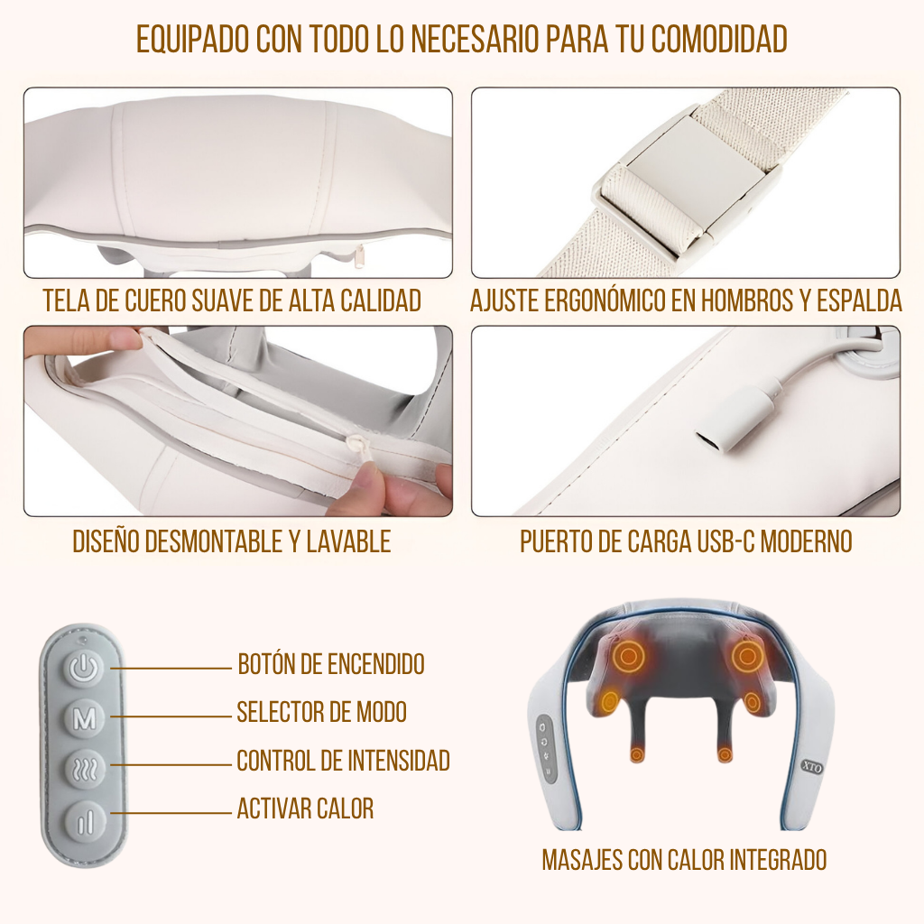 RelaxPro™ - Masajeador de Cuello inalámbrico con calor integrado